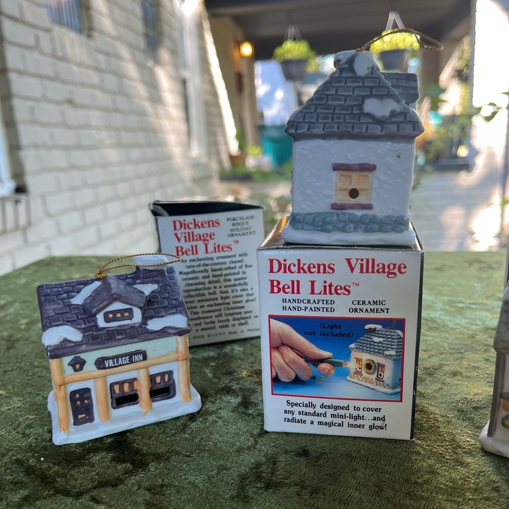 Dickens Village Bell Lites Ceramic Ornament - Set of 3